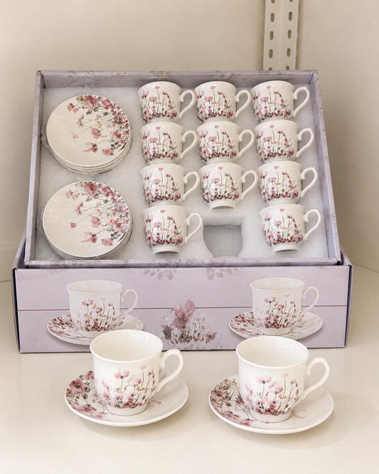 Spring Coffee Cups with Saucers (12-Piece Set)