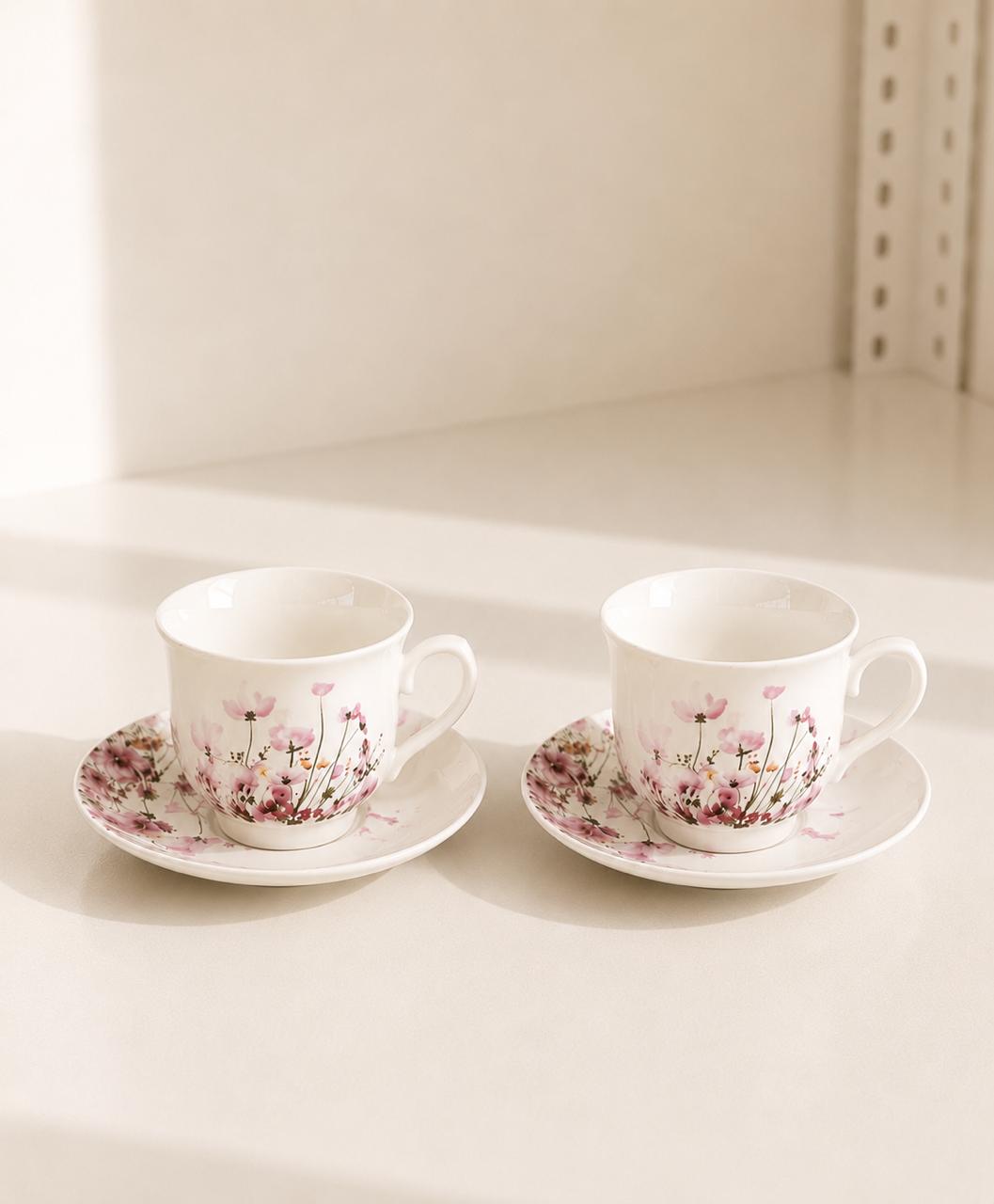Spring Coffee Cups with Saucers (12-Piece Set)