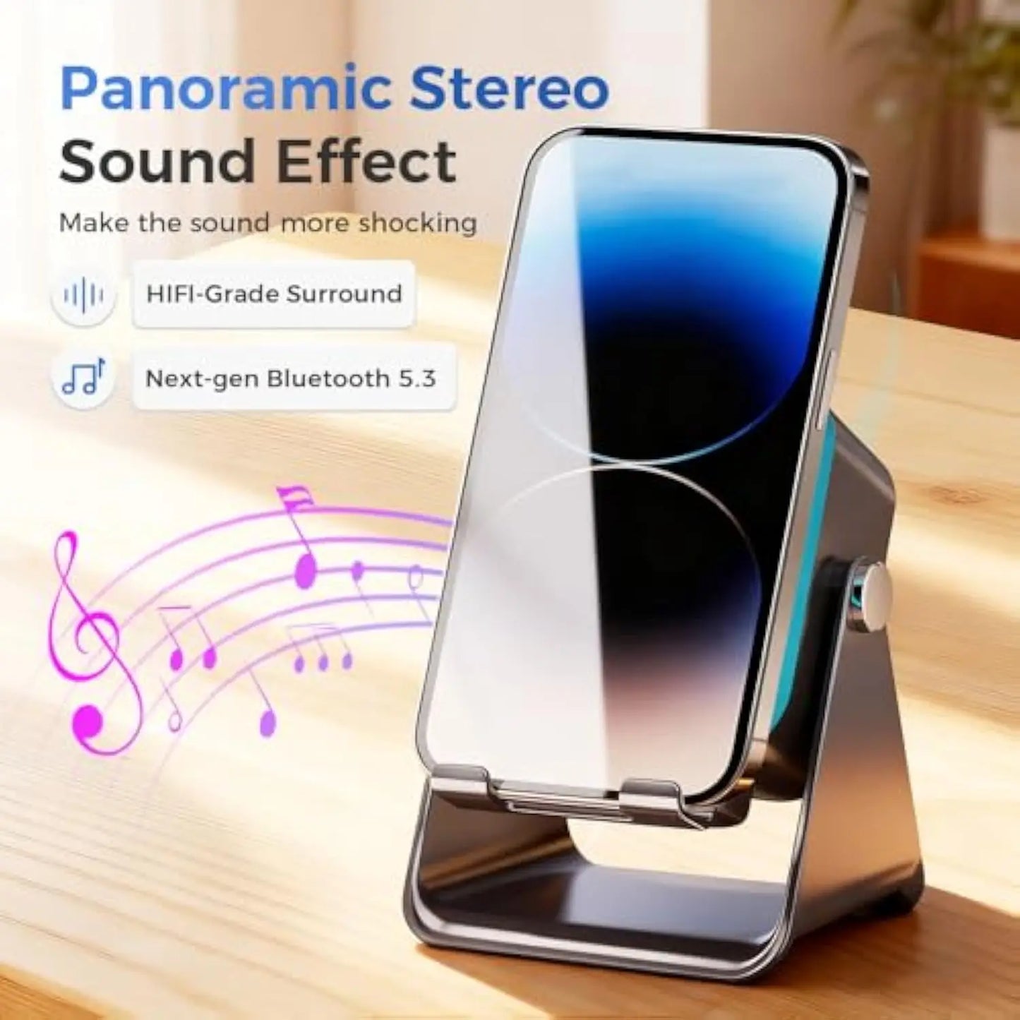 5-in-1 Wireless Induction Bluetooth Speaker Adjustable Phone Stand