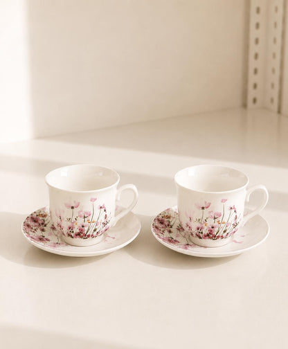Spring Coffee Cups with Saucers (12-Piece Set)