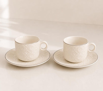 Textured Coffee Cups with Saucers (12-Piece Set)
