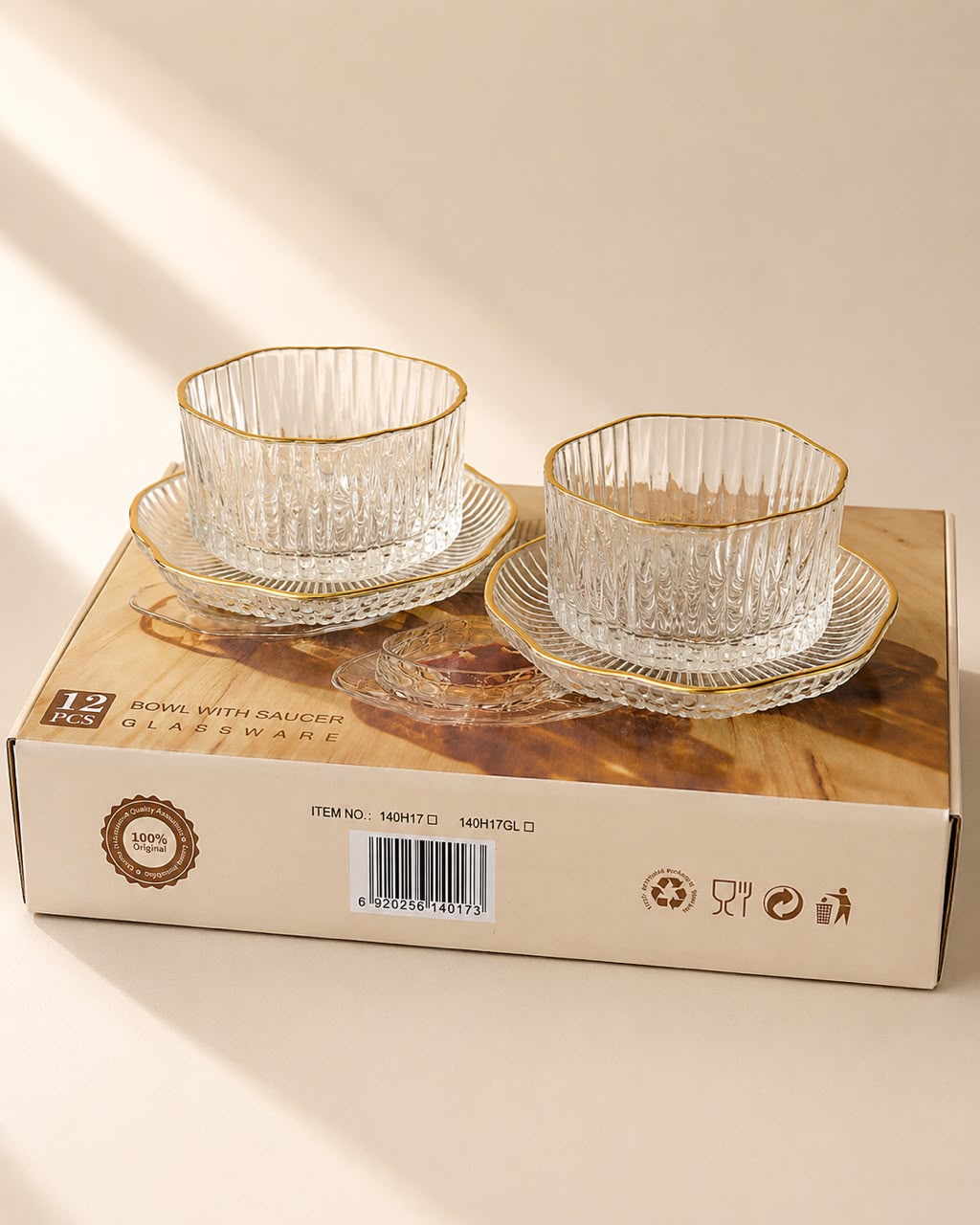 Dessert Bowl with Saucers (12-Piece Set)