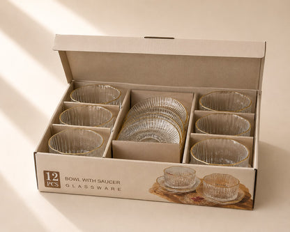 Dessert Bowl with Saucers (12-Piece Set)