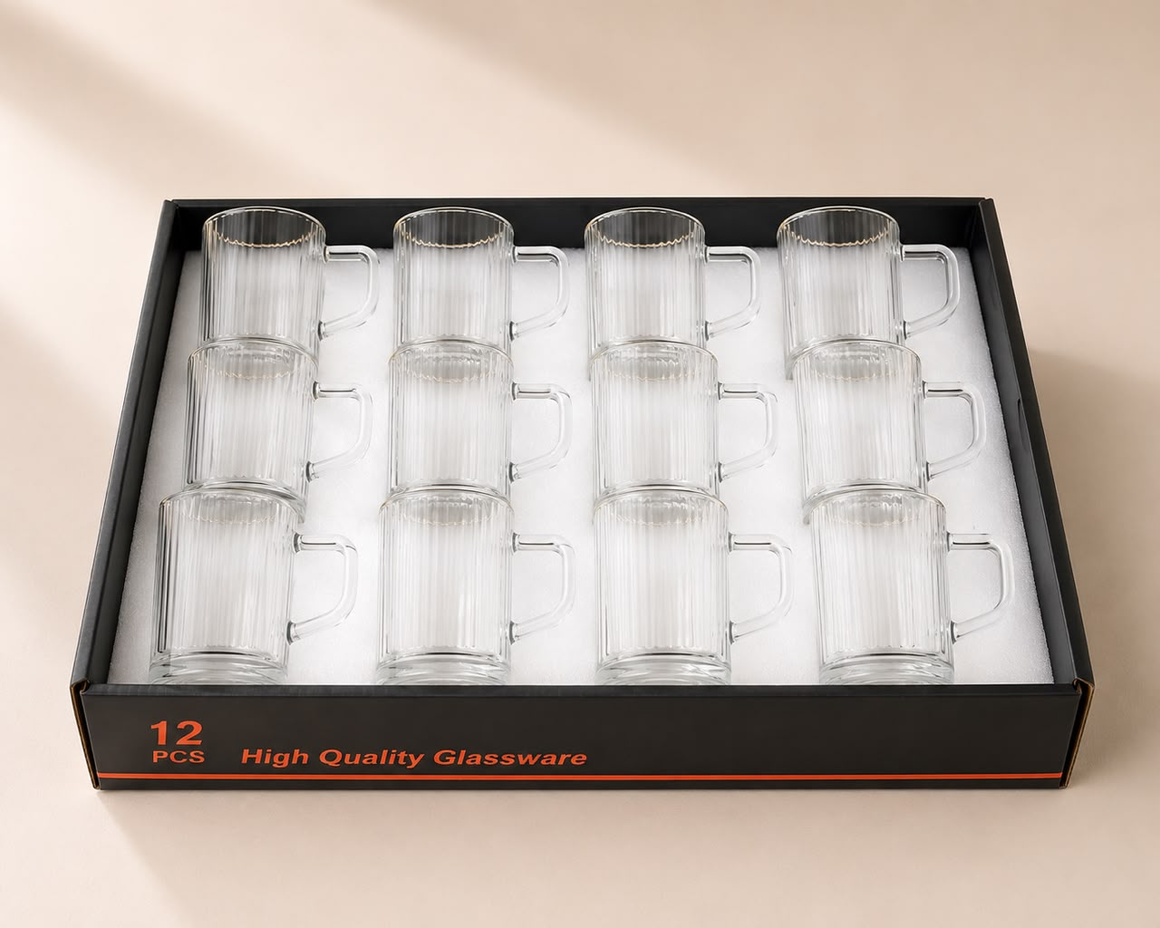 Glass Teacups (12-Piece Set)